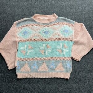Vintage 80s Here's A Hug Sweater Size M Chunky 90s y2k Pastel